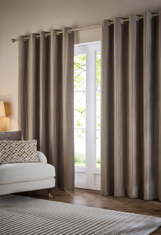 Corinthian Eyelet, Mink - Ready Made Curtains